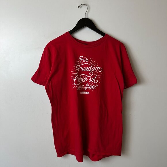 Freedom Christ Set Us Free Jesus T Shirt Medium M Red Graphic Tee - Picture 8 of 12